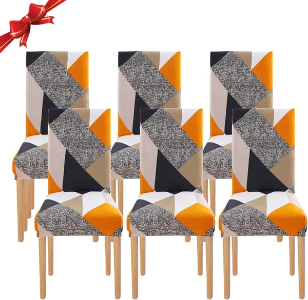 6 stk. Stretch Spisestoltrekk, Universal Vaskbart Tre