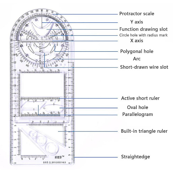 Multifunksjonell tegnelinjal Matematikk Geometrisk måling Undervisning Clear