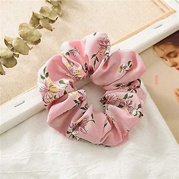 4 st Chiffon Blom Flamingo Hår Scrunchies Kvinnor Flickor Hår Rosett