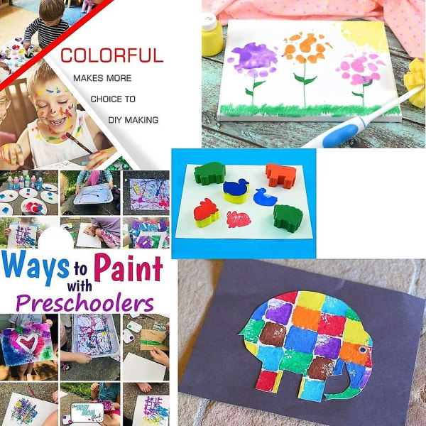 Sponge Paint Brushes Kit 30st Barn Målarpenslar Ritverktyg Kit Barn Tidiga Gör-det-själv-inlärning Målaruppsättningar A