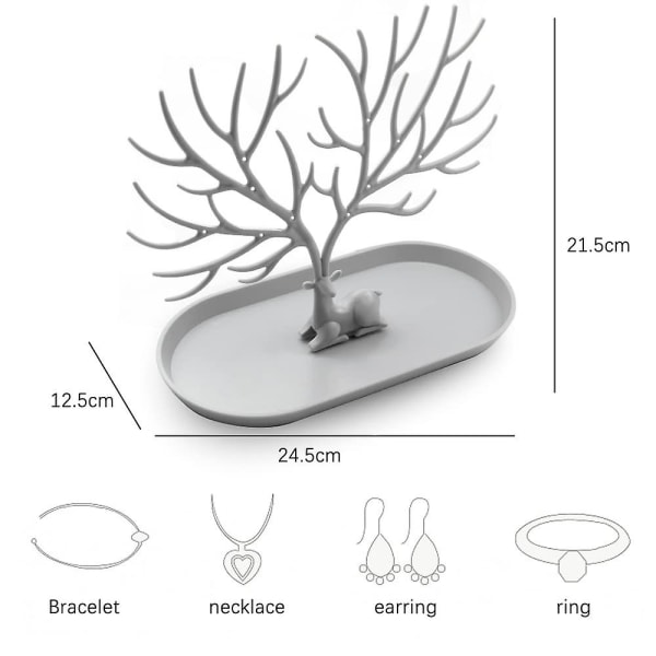 Hjortesmykkerstativ, dekorativt smykketre, halskjedeoppbevaring, armbåndstativ, hjortesmykketre-design armbånd halskjede smykker A