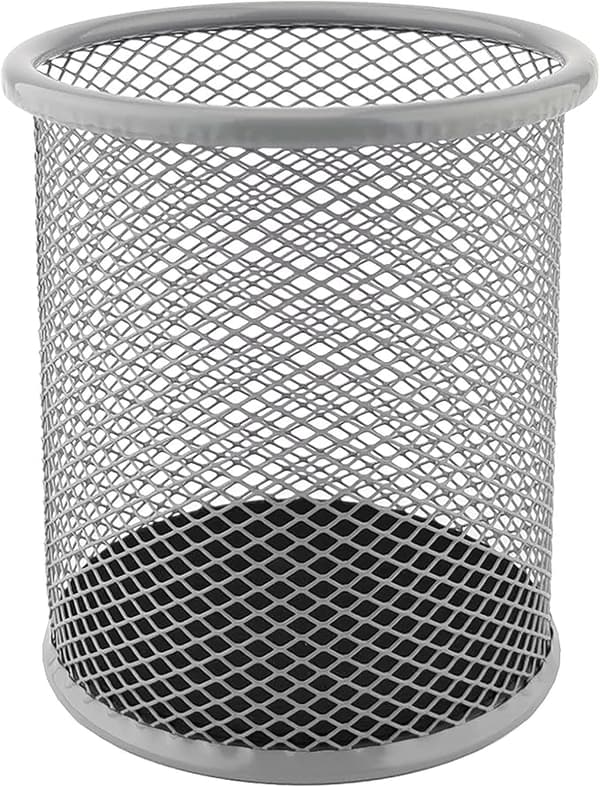 Silver, diameter 9 cm metallpennhållare | rund metallpennhållare