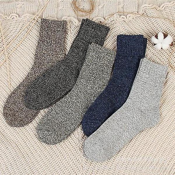 5 paria miesten villasukkia - Talven lämpimät villasukat Paksuneulotut sukat vaellussukat