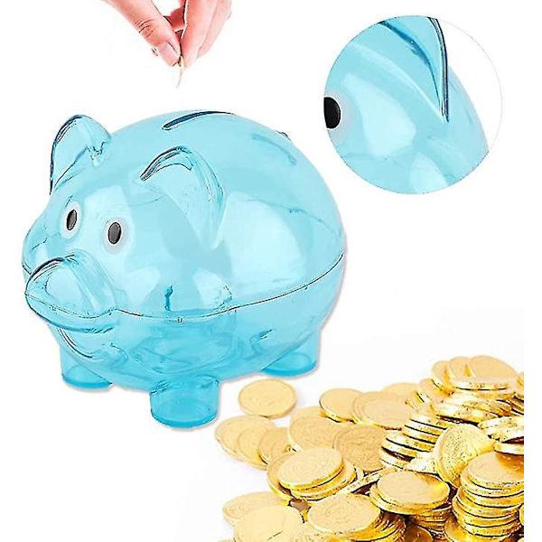 Spargris Transparenta Pengarburkar Godisburk blue