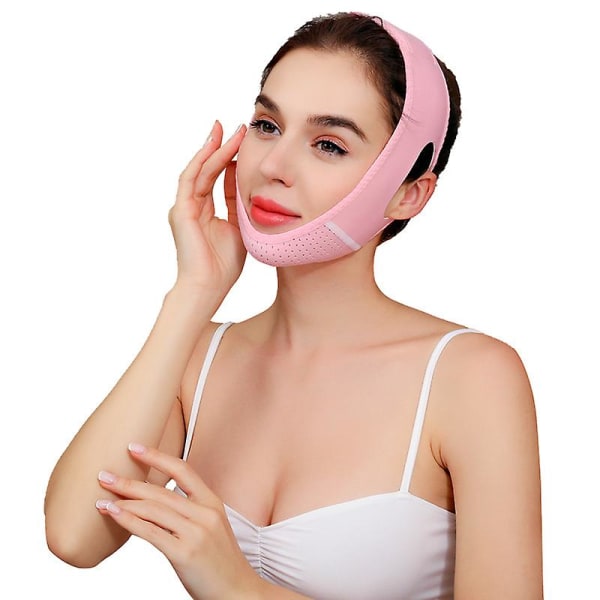 Återanvändbar V Line Mask Facial Slimming Strap Double Chin Reducer Pink