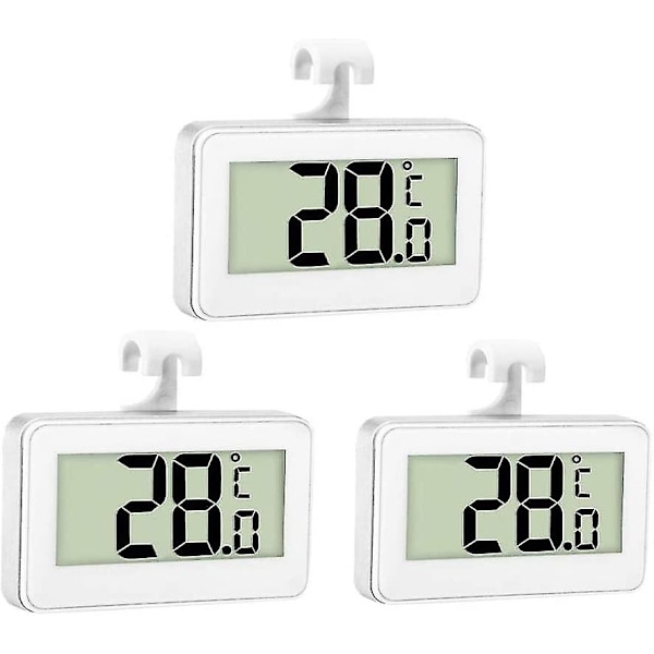 3x køleskabs termometer digitalt termometer fryser termometer køleskab rum vandtæt fryser termometer med lcd display med krog til temperatu