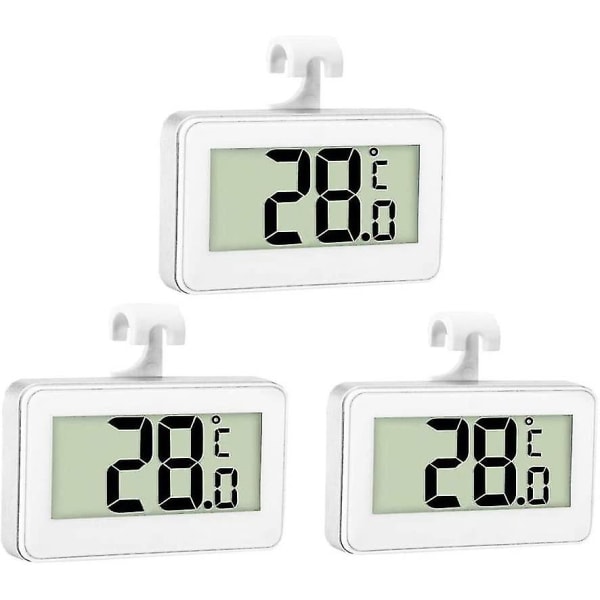 3x Kyltermometer Digital Termometer Frys Termometer Kylskåp Vattentät Frystermometer Med LCD-skärm Med Krok För Temperat