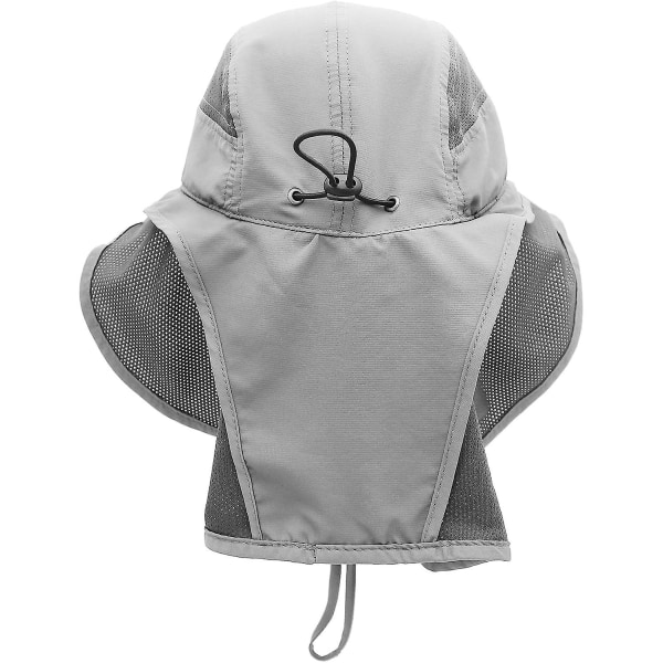 Solhatt, menn, kvinner, Upf 50+ utendørs UV sommerhette med nakkebeskyttelse, fotturer, fiskehatt, strand sammenleggbar safari busk, hatter, mesh-hatt Light Gray