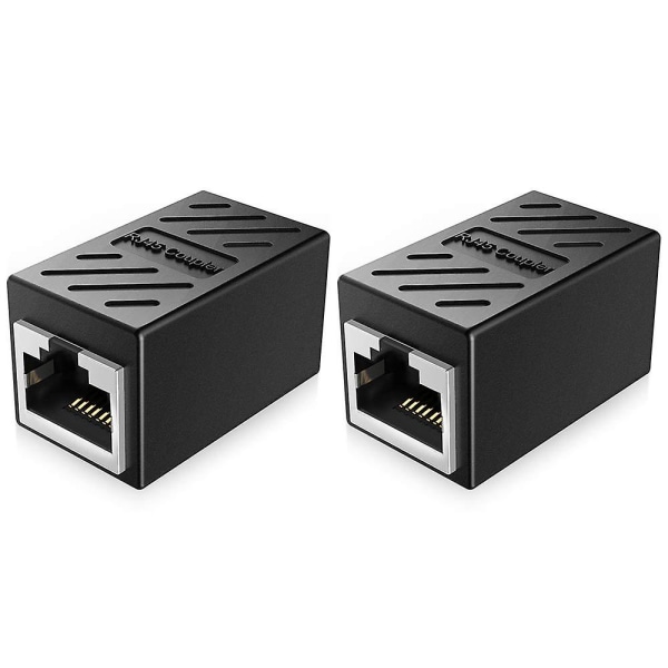 2 stk. Rj45 koblingsudvidelse, Ethernet-kabelforlængeradapter hun til hun, sort
