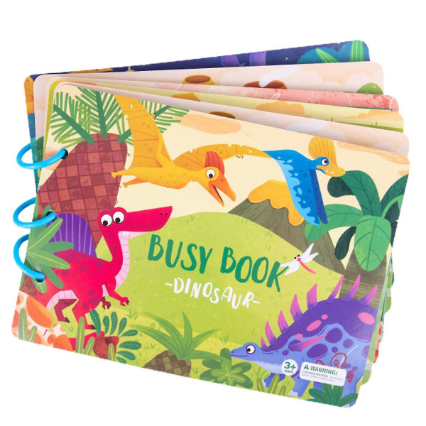 Aktivitetsbok för barn, mångsidig pedagogisk leksak, kreativ klisterbok Dinosaur