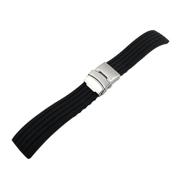 2 stk. silikoneurrem til ur, udskiftningsrem til ur, vandtæt, foldbar stribedesign (sort) 19.1*2CM