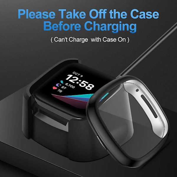 Yhteensopiva Fitbit Sense/versa 3 -näytönsuojan kanssa Tpu-pinnoitettu täyspeittävä näytönsuojakotelo Transparent