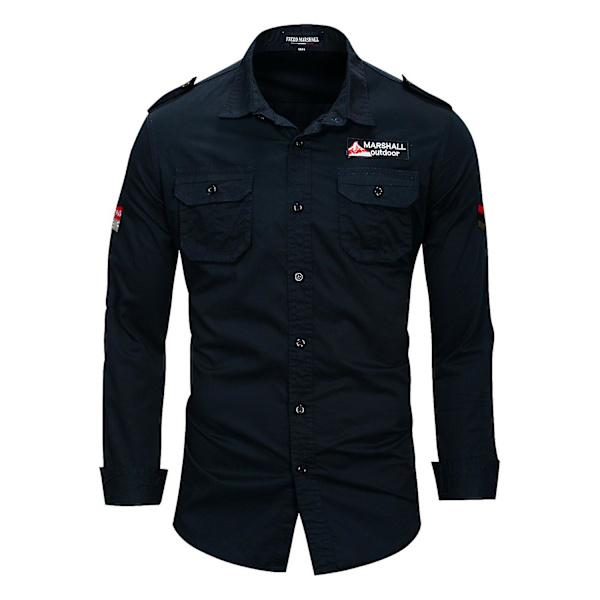 Herre Mode Casual Lapel Solid Langærmet Skjorte