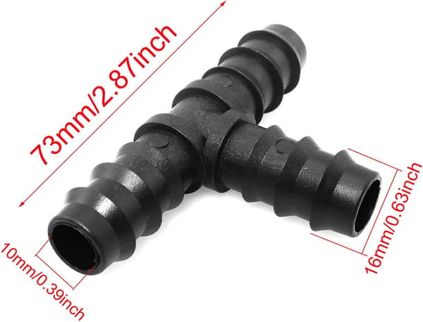 Rörkopplingar för 16 mm bevattningssystem (Tee)