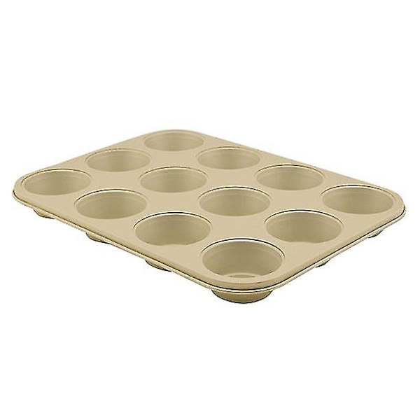 Guld Non-Stick Aluminiserad 12-Koppars Cupcake-Pan, Muffin-Pan