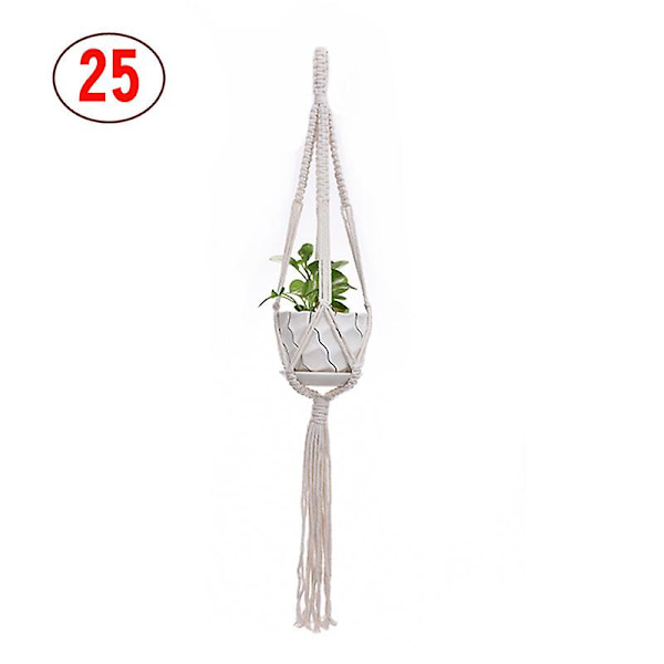 2 st Macrame växt hängare vit handgjord bomullsrep inomhus utomhus hängande växtkruka 25