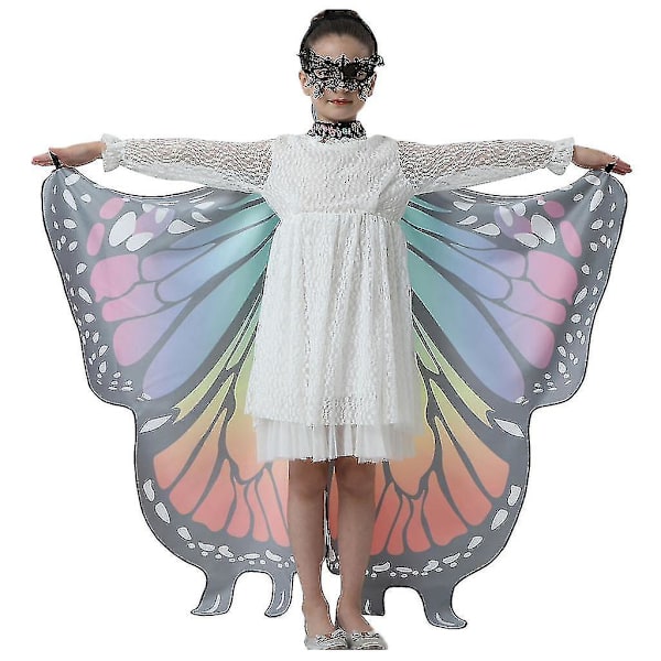 Barne Butterfly Sjal Lady Cape Kostyme Tilbehør