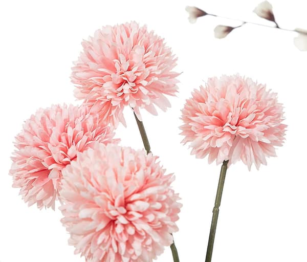 Silkeblomster med stilker, kunstige blomsterdekorasjoner Pink