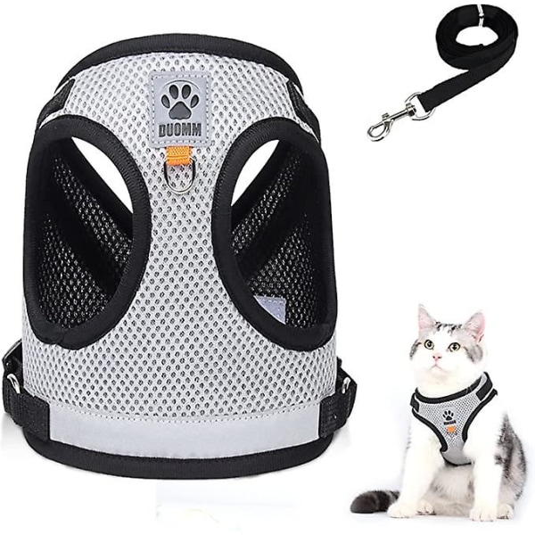 Cat Harness And Lead Set, Escape Proof Cat Kitten Walking Vest With Leash, Adjustable Soft Reflective Mesh Vest Harness And Lead For Small Medium Cats