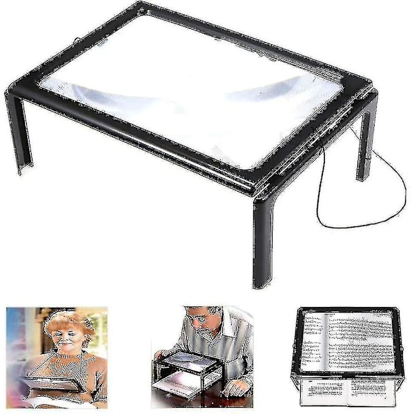 Rektangulært forstørrelsesglass for synshemmede 3x Full Page Magnifier Magnifie