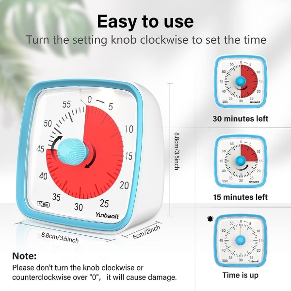 Visuell timer med nattlys, 60 minutters nedtellingstimer for barn og voksne, stille klasseromtimer, tidsstyringsverktøy for hjem, skole eller arbeid Black