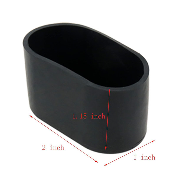 20 stk. sorte møbelfødder cover bord stol ben pad gulvbeskytter, oval, gummi og PVC 25x50mm
