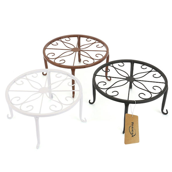 2 st blomkruka stativ rund smidesjärn blomkruka hållare hem växtstativ golv blomkruka ställ 2pcs White