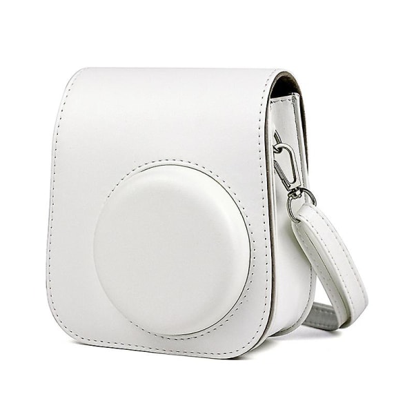 Instant Camera Case kompatibel med Instax Mini 11 Soft Pu-läderväska med ficka White