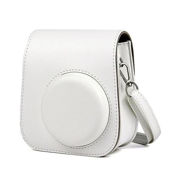 Øjeblikkelig kamera beskyttende etui kompatibel med Instax Mini 11 blød PU læder taske med lomme White