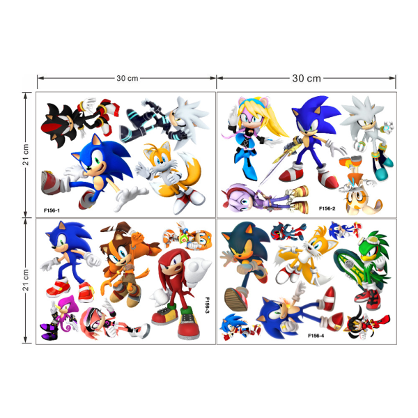 Sonic the Hedgehog Game Väggdekal Pojkes sovrum PVC Graffiti dekoration Tecknad Anime självhäftande papper