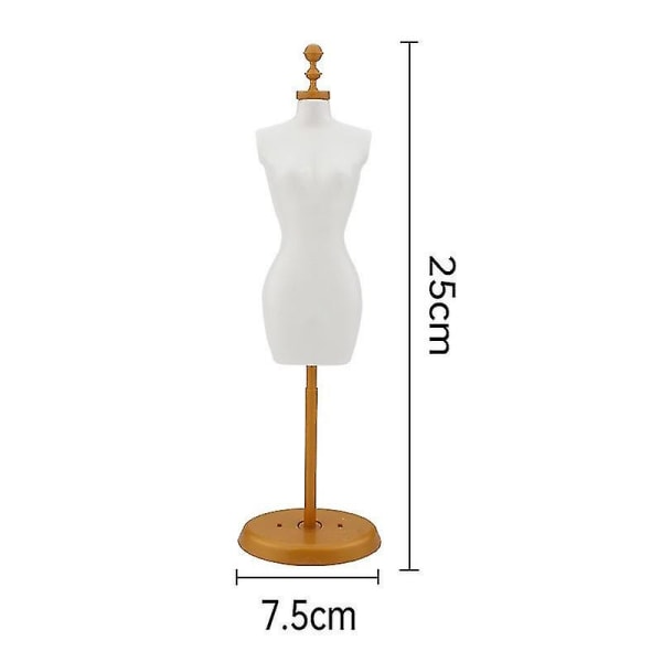 Svart skyltdocka stativmodell för dockkläder klänning klänning displayhållare 25cm white