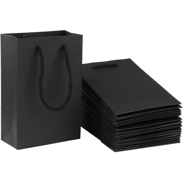 50 stk. Gaveposer Sorte Papirsposer Sorte Indkøbsposer Kraftpapir