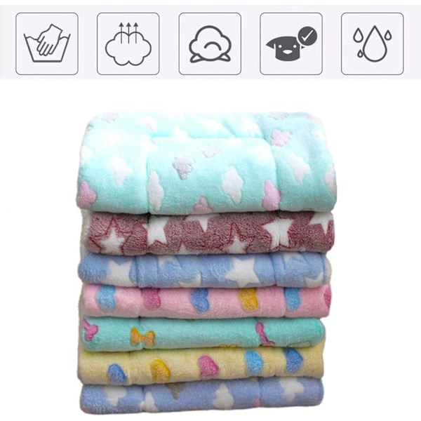 Hundeseng kæledyr tæppe blødt fortykket fleece pude seng måtte til hvalp hund kat sofa pude hjem tæppe varmt sovebetræk 70cm B x 100cm L, grøn knogle