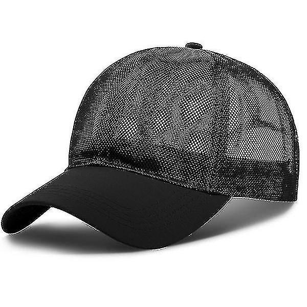 Unisex Mesh Baseball Caps Justerbar Pustende Full Net Solhatt Black