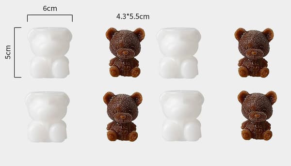 4 stk. Silikon Isbitbrett 3d Teddybjørn Form, Isbitbrett, Søt 3d Drikkedekorasjon Bear