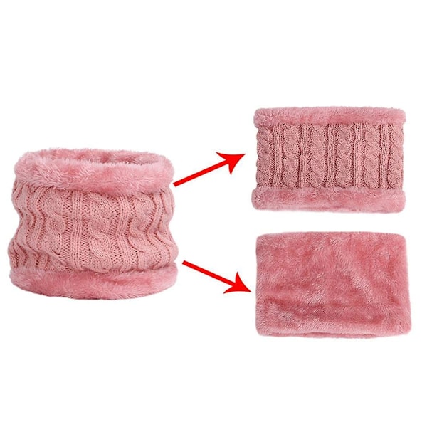 Spädbarn Småbarn Ullmössa Enfärgad Vinter Twist Dubbel Pom Pom Stickad Mössa Dark Pink