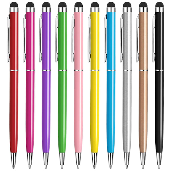 Stylus-penner for berøringsskjermer, nettbrettpenn med svart blekk kulepenn 2 i 1, kompatibel med Ipad Pro Air Mini Iphone