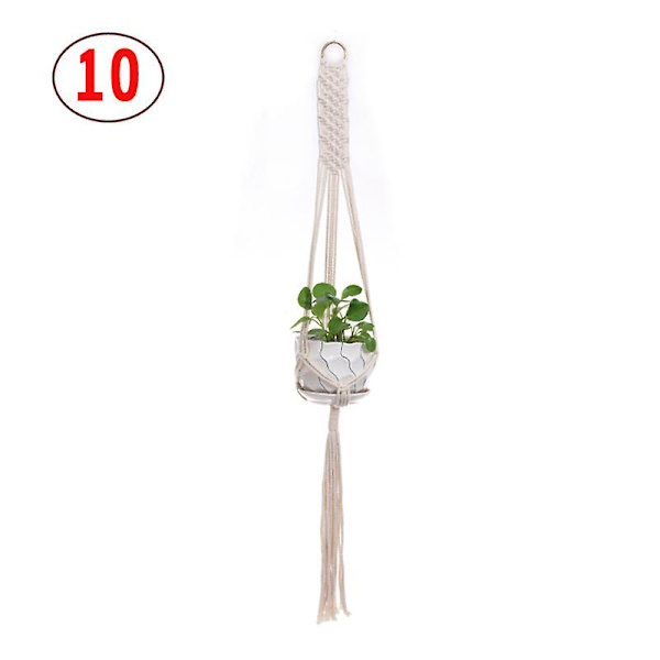 2 st Macrame växt hängare vit handgjord bomullsrep inomhus utomhus hängande växtkruka 10
