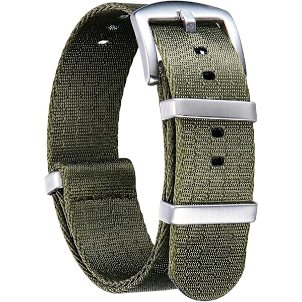 Militär nylon klockarmband NATO ersättningsklockarmband med svart/silver rostfritt stål spänne män 22mm