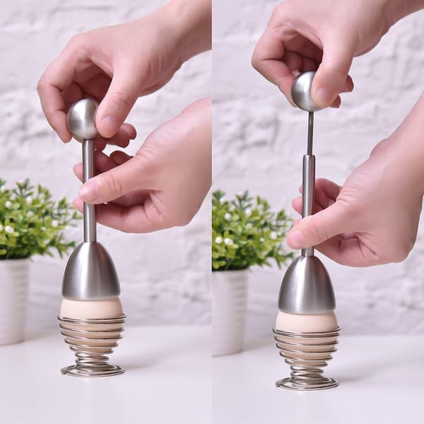 Äggöppnare med äggkopp i rostfritt stål, 14 cm