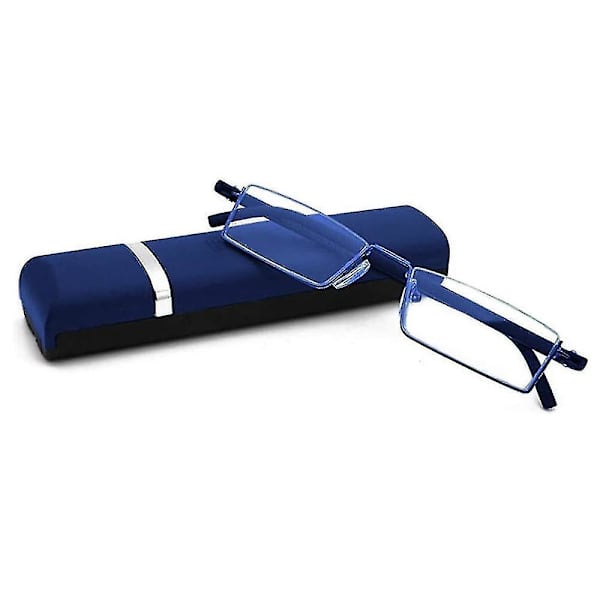 Halvram läsglasögon i klar glasögon för män och kvinnor Lätt precious blue 1.5