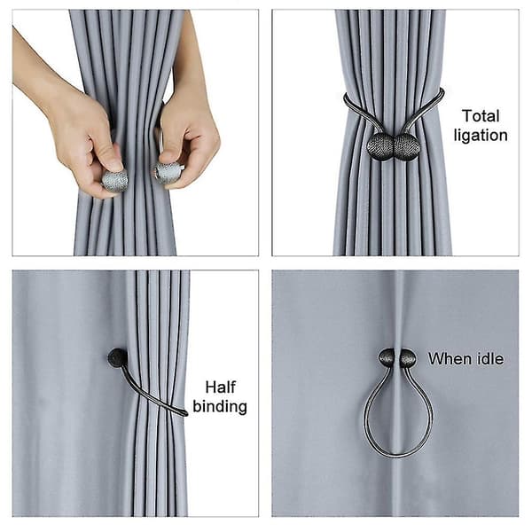 Magnetiske gardinbindere clips gardin spænder holdbacks Black