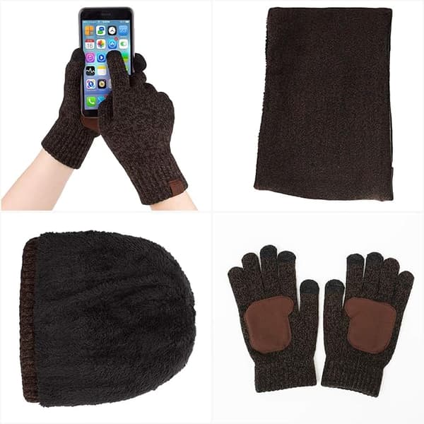H-etikett accessoarer set höst och vinter herrhatt, halsduk och handskar tredelad set