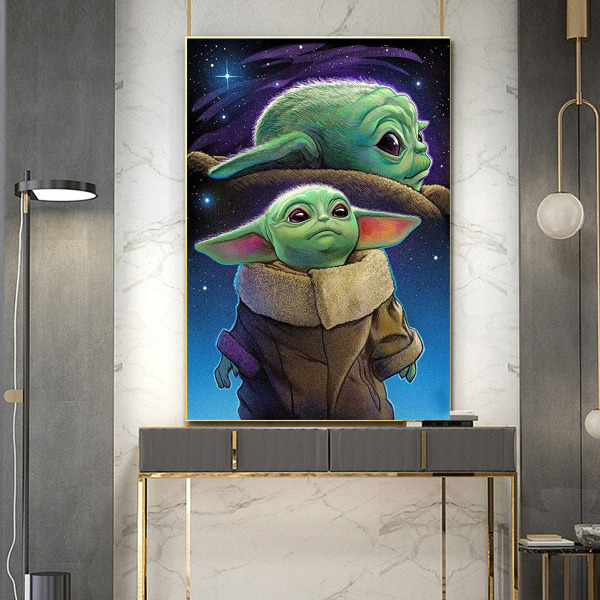 5D Diamantmålning Full Diamant Baby Yoda Dekorativ Målning 30*40cm