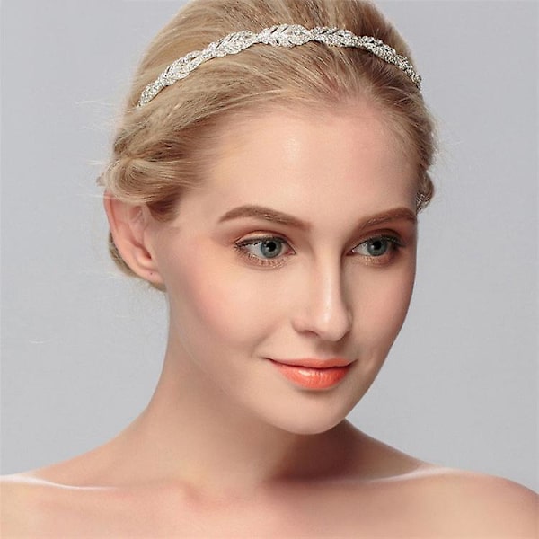 Brudkrona Rhinestone Tiara Hårband Krona Hårtillbehör (guld) Silver