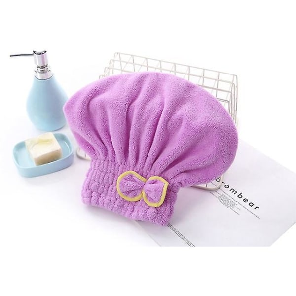 Mikrokuituinen nopea hiustenkuivaus kylpypyyhe Spa Bowknot Wrap cap Kylpyhuonetarvikkeet Kannet naisille Suunnittelija cap Light Purple