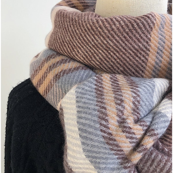 Cashmere-sjal, japansk och koreansk mjuk student-sjal, ljusbrun tjock varm tofssjal