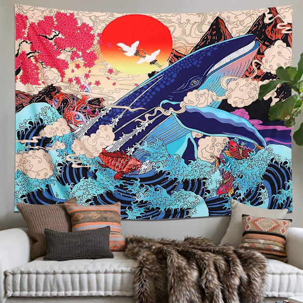 Ukiyoe-seinävaate aallot koi seinävaate suuri