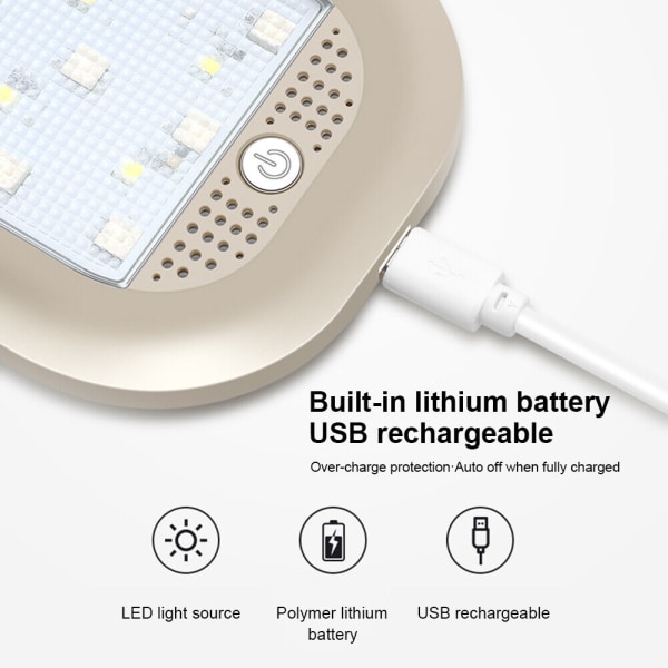 1st Svart USB Uppladdningsbar LED Billäslampa Interiör Tak Nattlampa 8 Färgskiftande