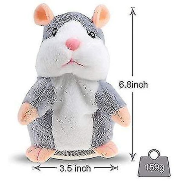 Pratande Hamster Plyschleksak Upprepa Vad Du Säger Rolig Barn Stoppad Interaktiv Leksak Gray